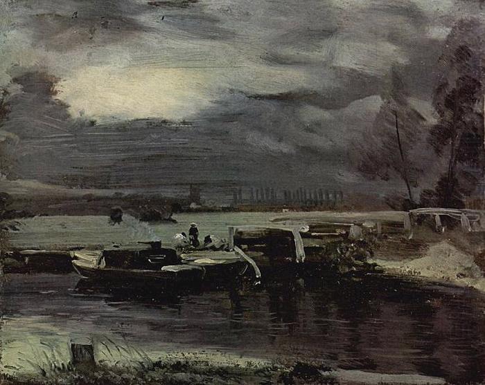 Boats on the Stour, Dedham Church in the background, John Constable